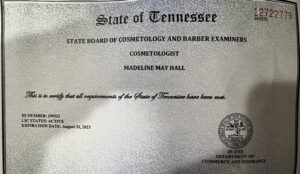 Madeline cosmetologist license