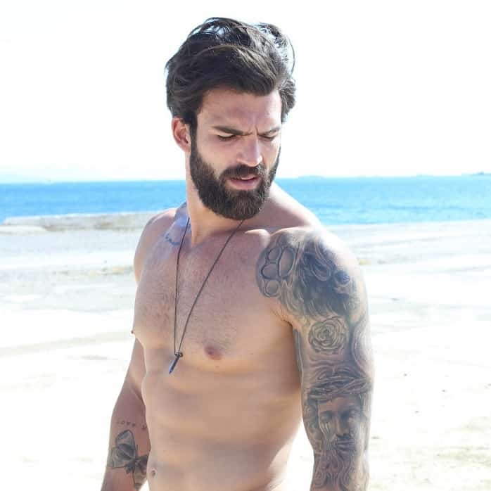 Male Model Dimitris Alexandrou with Beard and Tattoos 