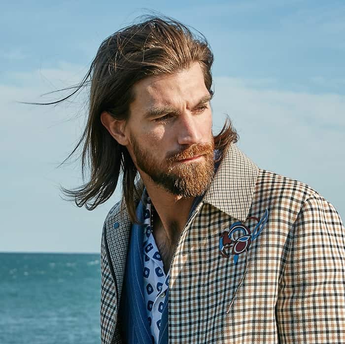 Male Model Henrik Fallenius with Long Hair and Beard