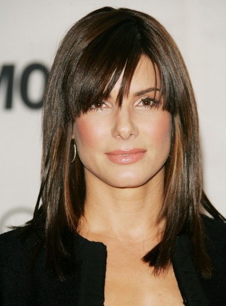 women blunt bangs Medium Hair with Bangs