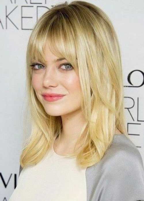 cute girl medium hair with Asymmetrical bangs