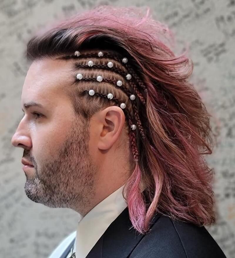 Men's Braided Pink Hockey Flow Hair