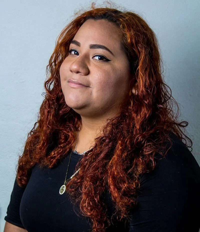 Mexican red head women with curls