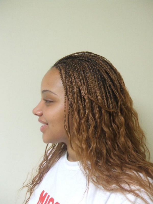 Half micro braids hairstyle for girl