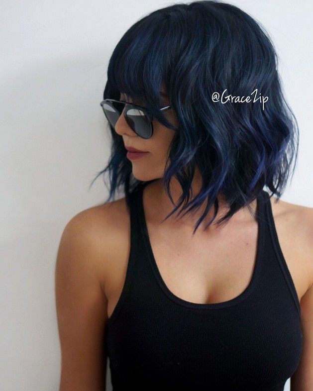 short dark blue hair