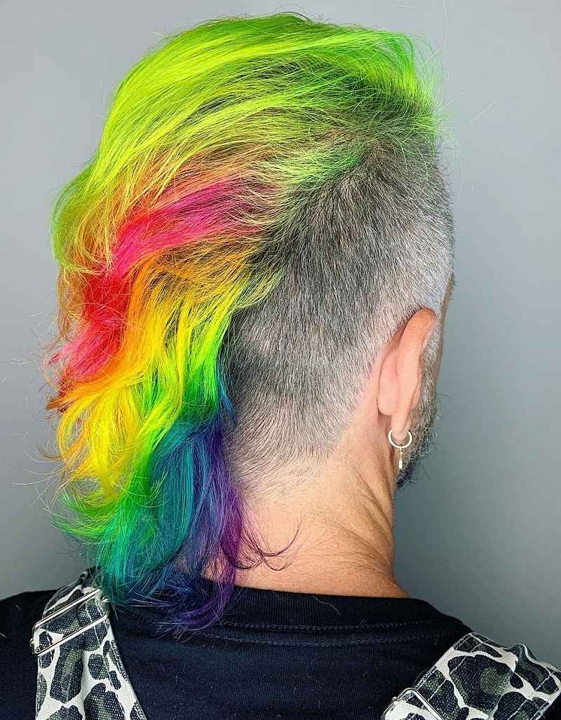 Multi-colored Mohawk Mullet for Guys