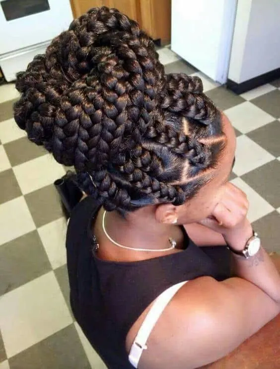 brown mix Neat Bun hairstyle for black women 