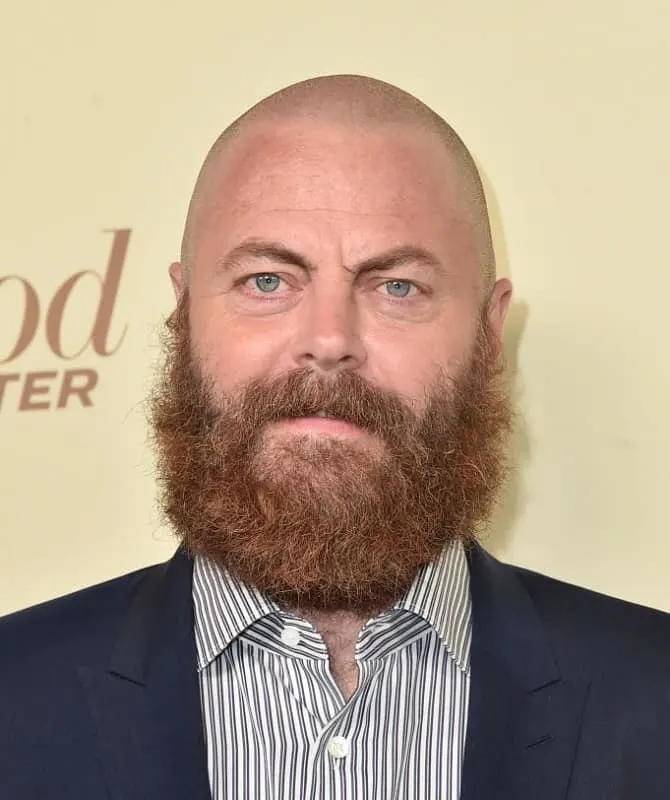 Nick Offerman with Shaved Head and Beard