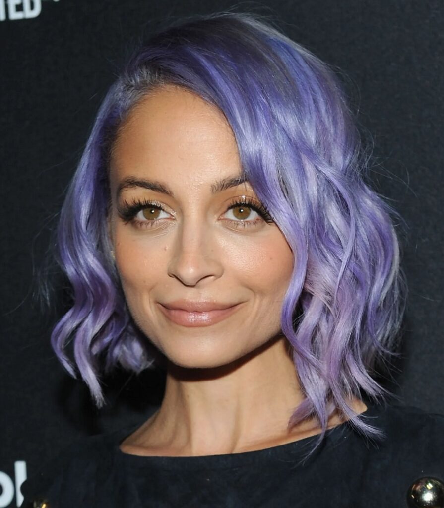 Nicole Richie with metallic purple hair