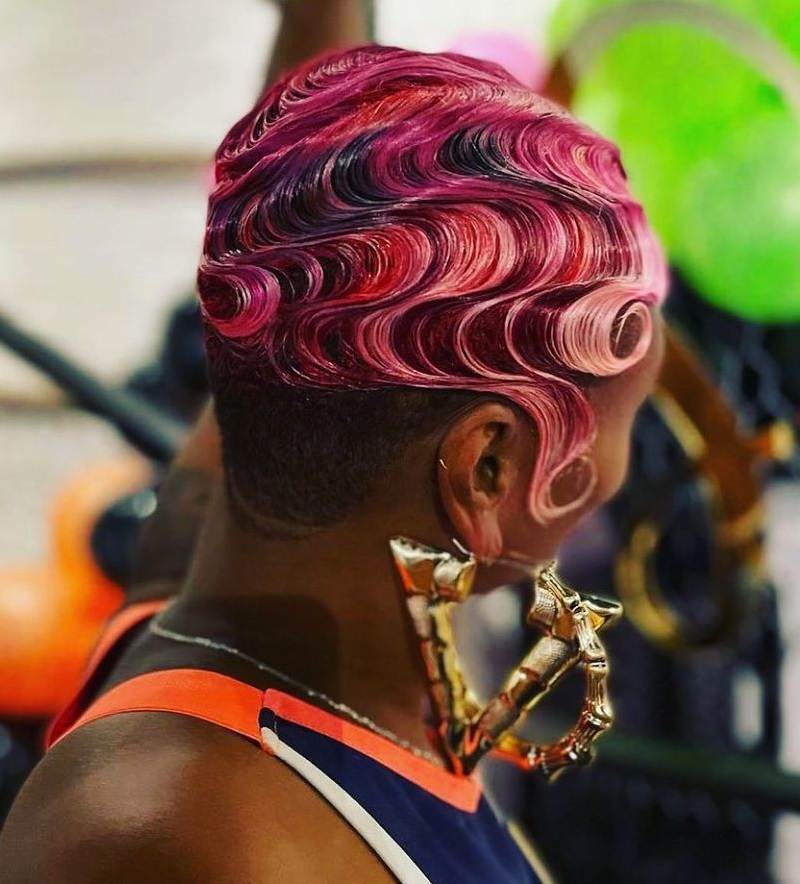 Ombre Finger Waves with Undercut for Black Girls