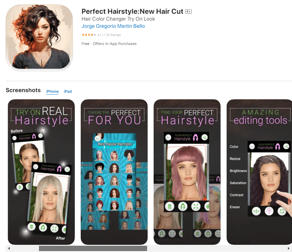 Hairstyle app Perfect Hairstyle for iOs