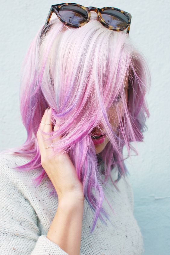 purple,blue ,Pink Ombre Hair color idea