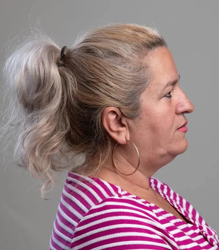 Ponytail Hairstyle for Women Over 50 With Overweight