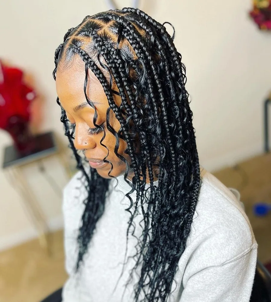 Feed-in Braids with Curly Hair