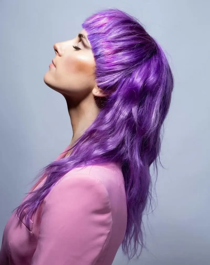 Purple Mushroom Cut on Long Hair