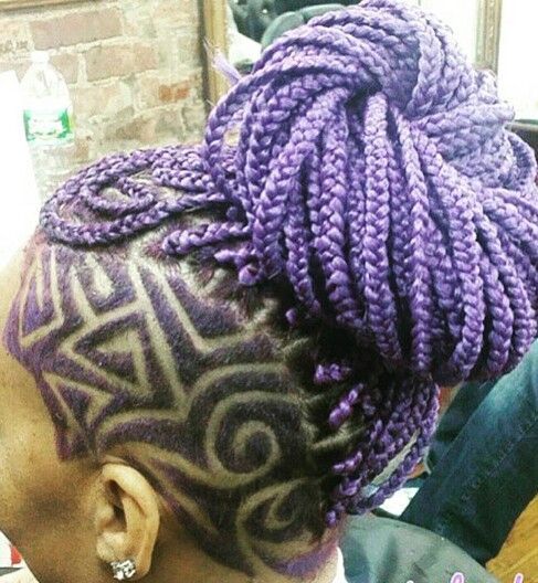 side Shaved Box Braid hairstyle