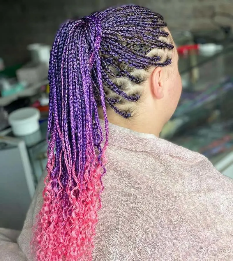 Purple and Pink Curly Box Braids