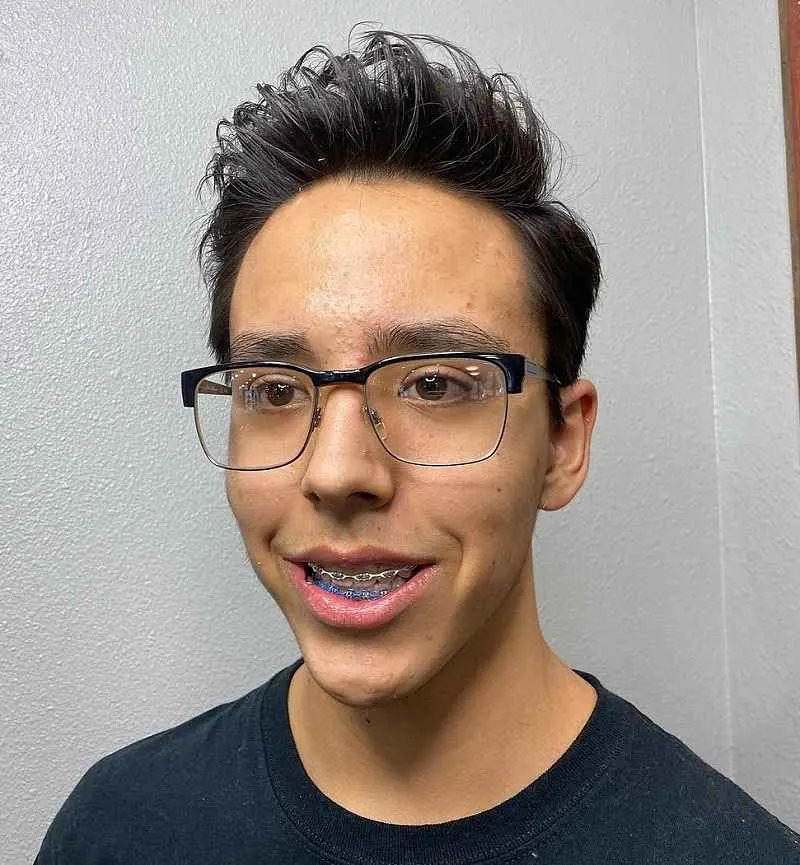Quiff Hair for Teen Guys with Eyeglasses
