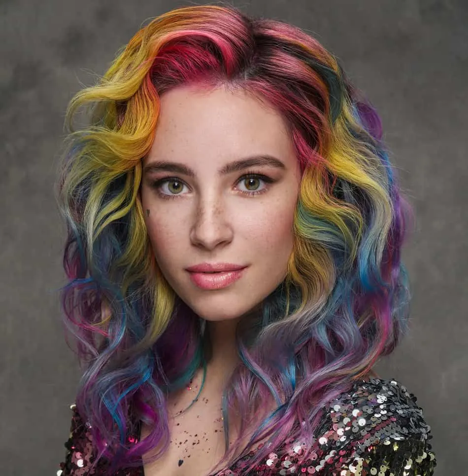 Rainbow Hair with Side Part