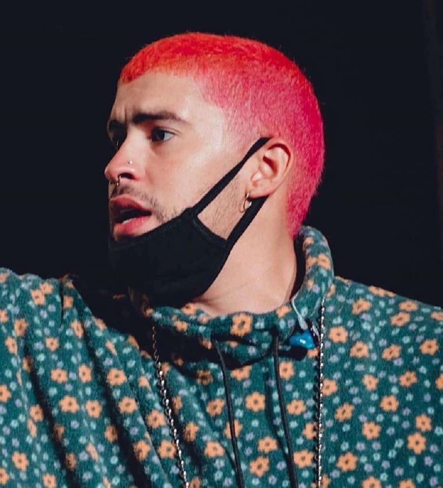 Rapper Bad Bunny With Pink Hair