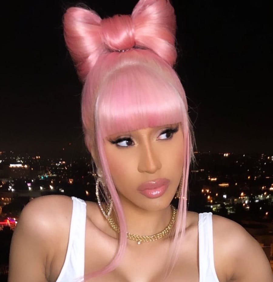 Rapper Cardi B With Pink Hair