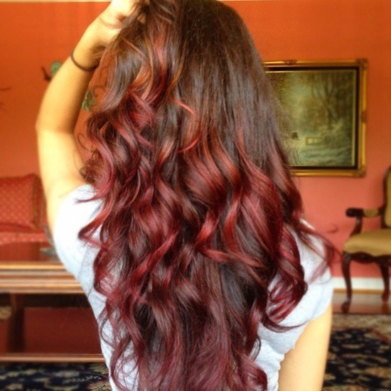 asymmetrical red ombre