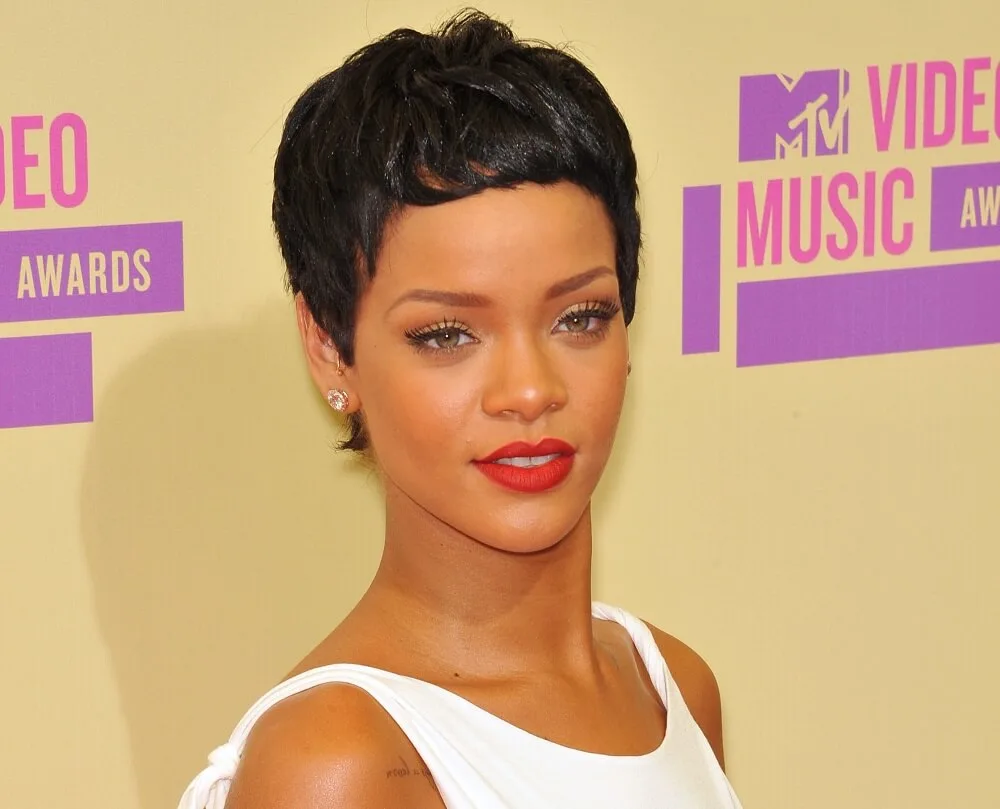 Rihanna in a short pixie cut