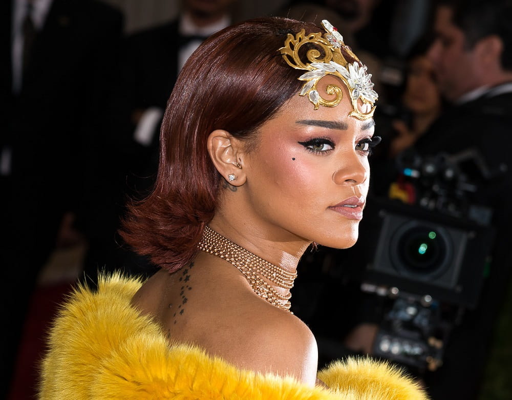 Rihanna's slick hairstyle
