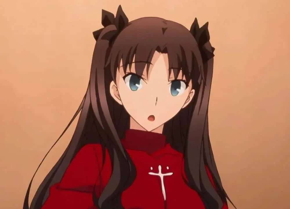 Rin Tohsaka with Long pigtails and Thick Bangs