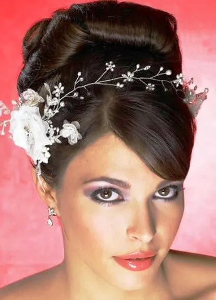 wedding hairstyle for medium length hair with Flower bun