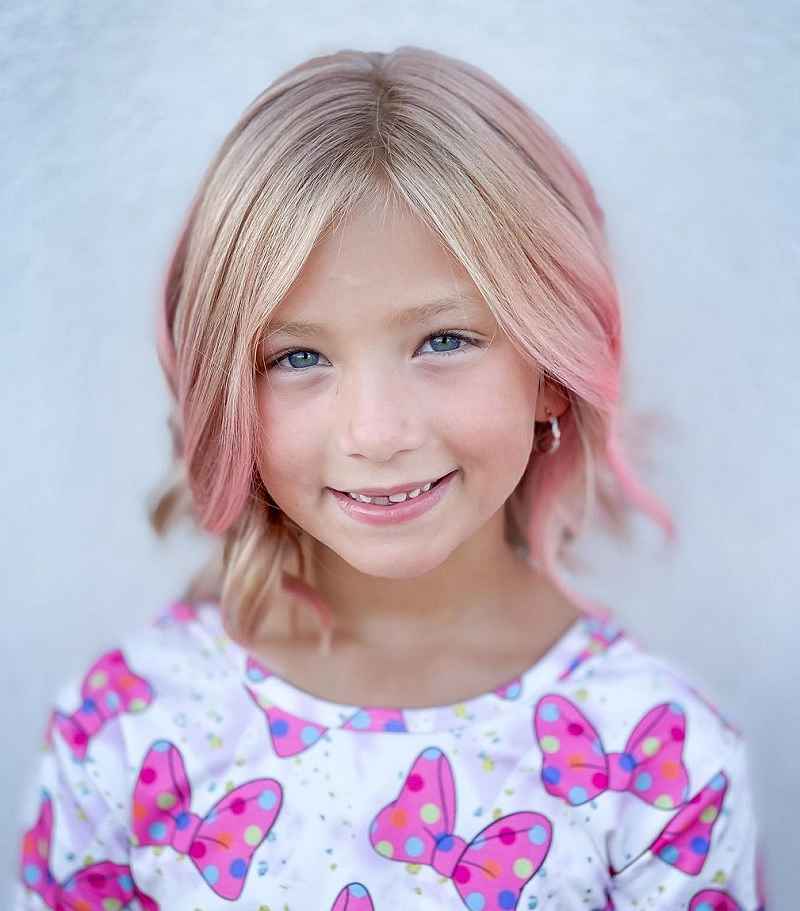 Short Blonde Hair for Little Girls with Pink Streaks