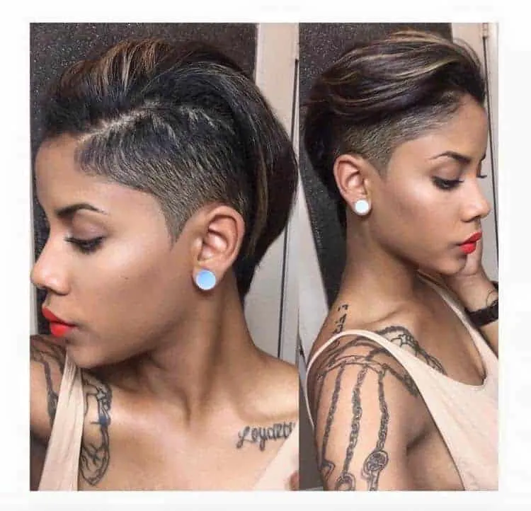 biker girl short hairstyle for black women