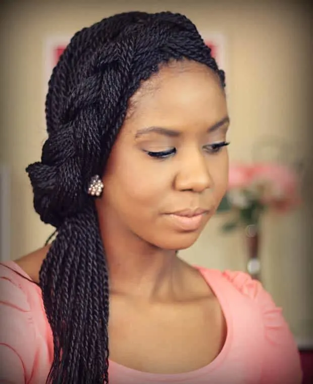 cute girl Side Crown Braid Twist hair