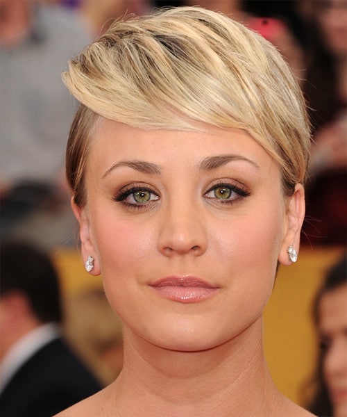 Kaley Cuoco's side swept bangs