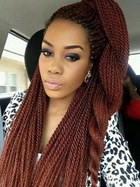 Sided Kinky Twist Braids hairstyle for women 