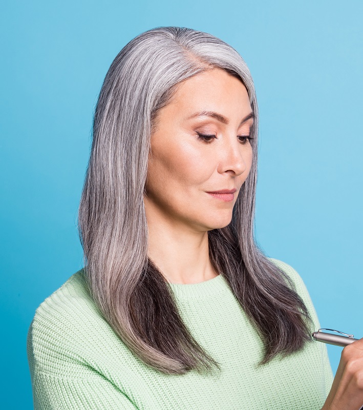 Silver Hairstyle for Asian Women Over 50