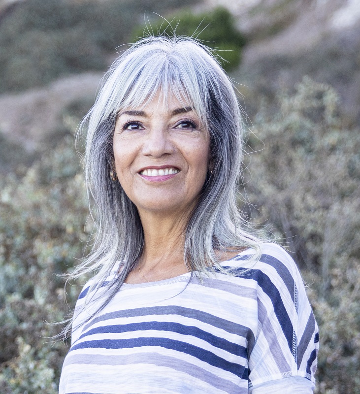Silver Hairstyle for Women Over 50 with Bangs