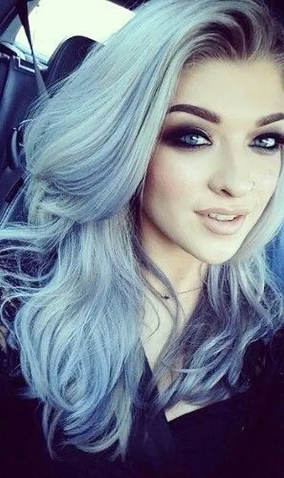 Highlights Silver Blue Hair for girl