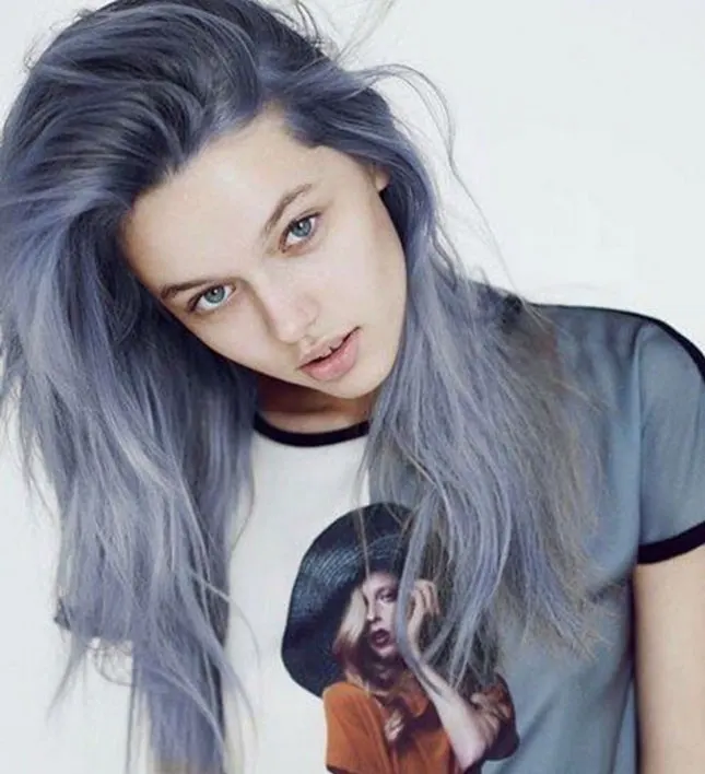 Violet ombre Silver Blue Hair for cute girl
