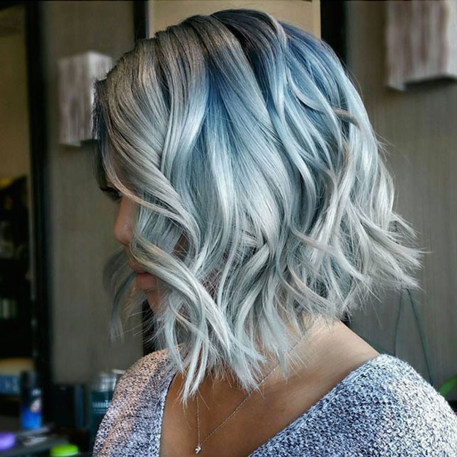 Simple Silver Blue Hairstyle for girl
