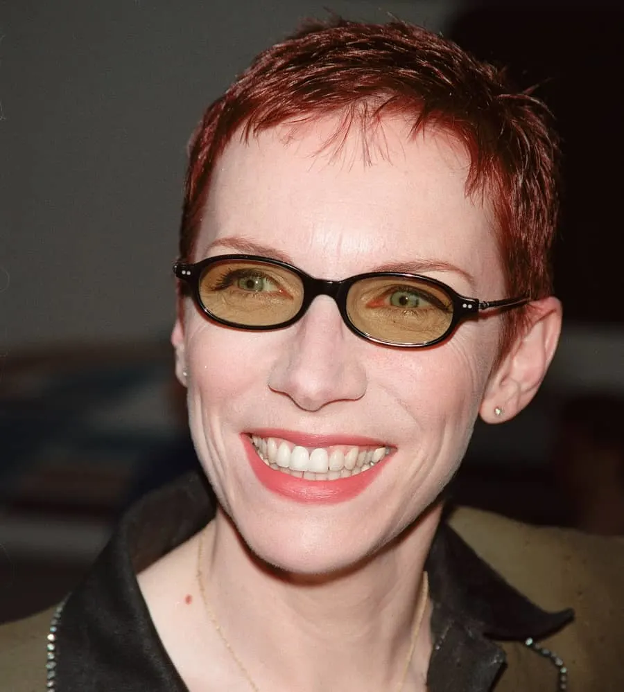 Singer Annie Lennox with Red Pixie Cut