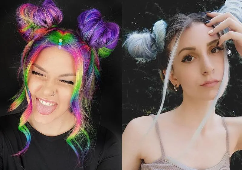 Space Buns for Long Thick Hair