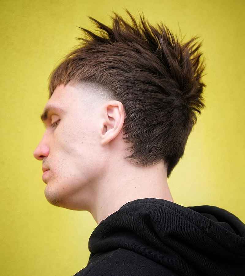 Spiky Hair with Temple Fade for White Gentlemen