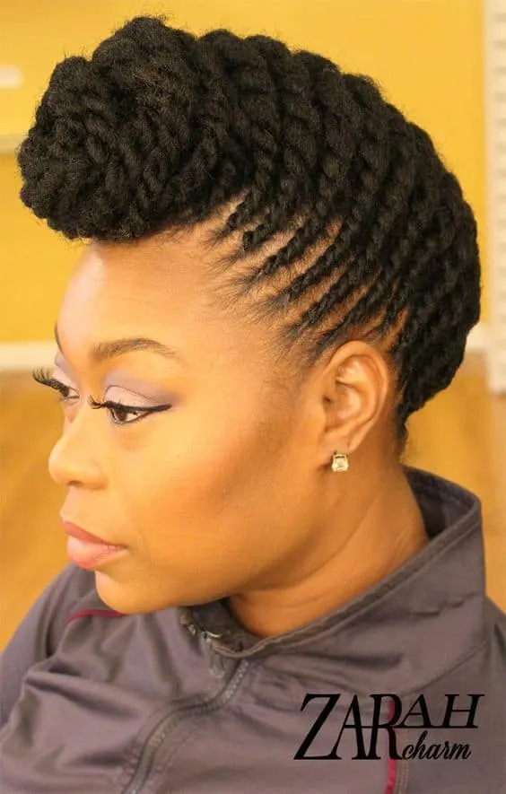 black women Symmetric Twists hairstyle 