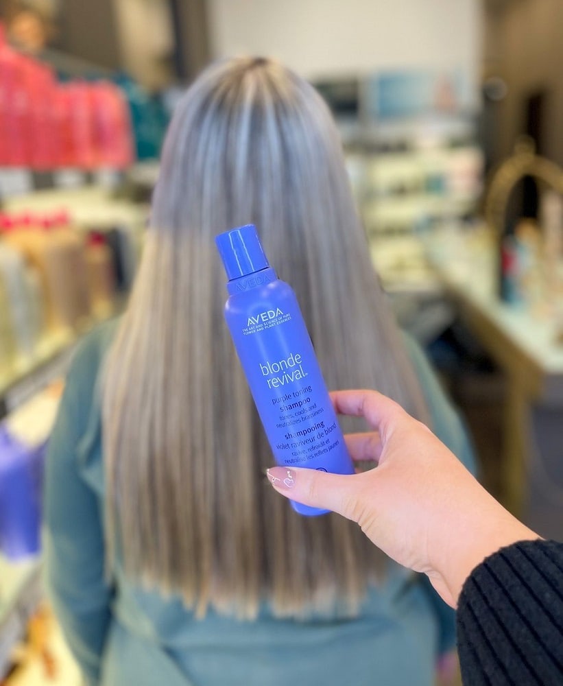 Tips for maintaining long gray hair - use purple shampoo