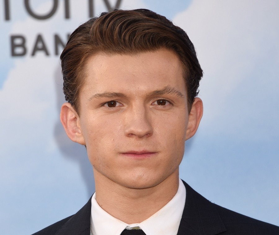 Tom Holland comb over hairstyle