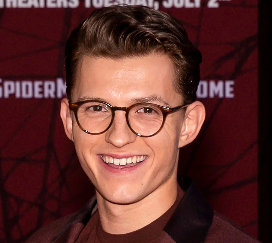 Tom Holland haircut with glasses