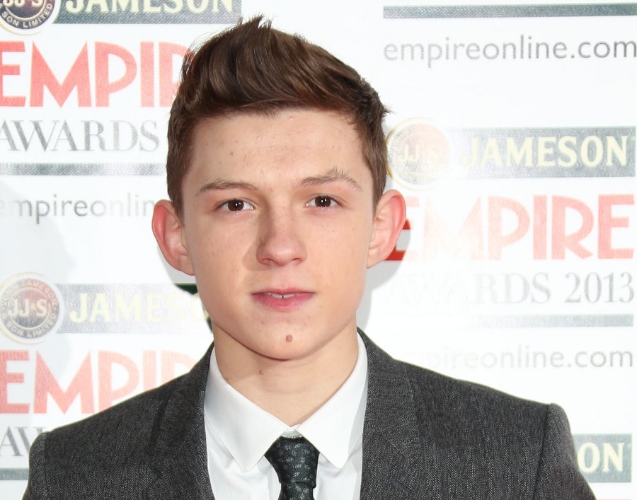 Tom Holland quiff hairstyle