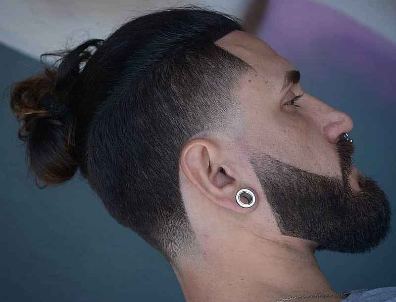 Top Knot with Temp Fade for White Lad's Tapered Side Hair