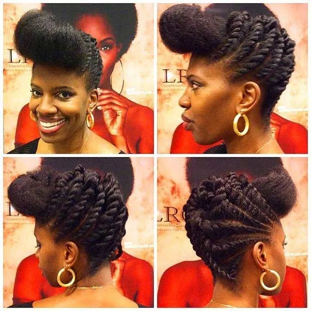 Twist Updo with a Pouf for black girl 